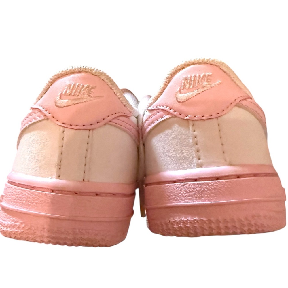 Nike White Baby Pink Perforated Toe Lace Up Air‎ Force Sneakers Size 7C - Picture 6 of 8